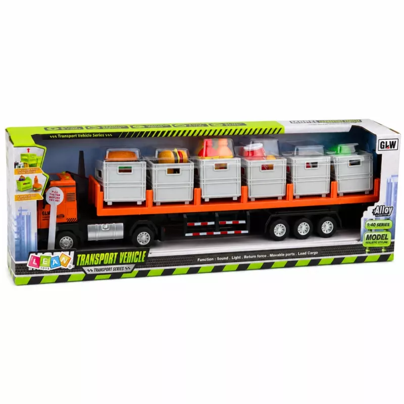 LEAN TOYS Pomarańczowa ciężarówka do przewozu żywności 1:40 Model odlewany