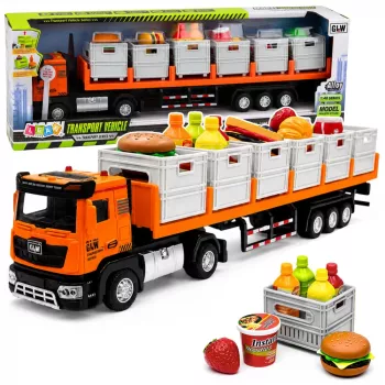 LEAN TOYS Pomarańczowa ciężarówka do przewozu żywności 1:40 Model odlewany