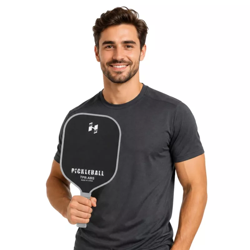 LEAN TOYS Zestaw do pickleball, tenisa i badmintona z 2 piłkami, czarno-szary