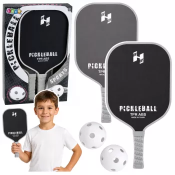 LEAN TOYS Zestaw do pickleball, tenisa i badmintona z 2 piłkami, czarno-szary