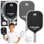 LEAN TOYS Zestaw do pickleball, tenisa i badmintona z 2 piłkami, czarno-szary