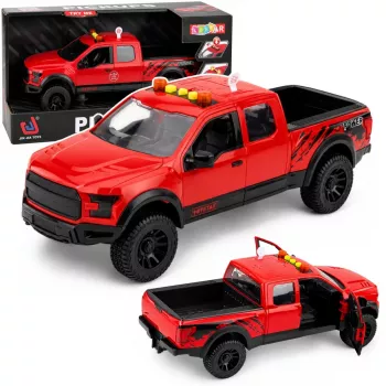 LEAN TOYS Pickup Truck 1:12 RC z otwieranymi drzwiami, światłami tylnymi i dźwiękiem – czerwony