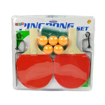 LEAN TOYS Zestaw do ping ponga, rakietki do tenisa stołowego, 5 piłek i siatka
