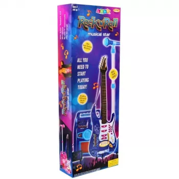 LEAN TOYS Różowa gitara elektryczna z mikrofonem i wzmacniaczem