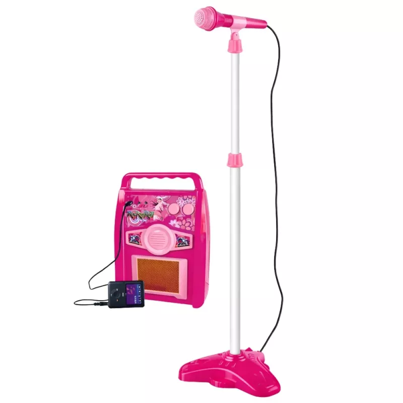 LEAN TOYS Różowa gitara elektryczna z mikrofonem i wzmacniaczem