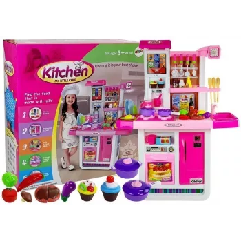 LEAN TOYS Różowa Kuchnia z Garnkami i Zakupami Dźwięk