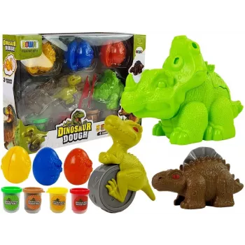 LEAN TOYS Play Dough Dinosaurs Eggs Mould 12 Pieces 4 Colours