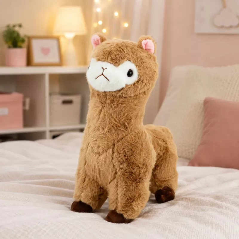LEAN TOYS Pluszowa Alpaka Przytulanka Miękkie Futro Beżowa 28 cm