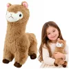LEAN TOYS Pluszowa Alpaka Przytulanka Miękkie Futro Beżowa 28 cm