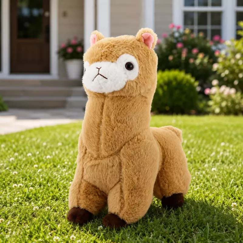 LEAN TOYS Pluszowa Alpaka Lama Miękka Zabawka - Kremowa, 28 cm, Przytulanka z Bardzo Miękkim Futrem