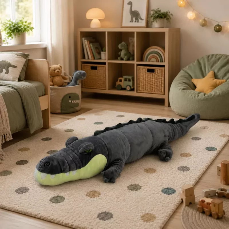 LEAN TOYS Pluszowy Krokodyl Mascot Przytulanka - Realistyczny Szary, 90 cm