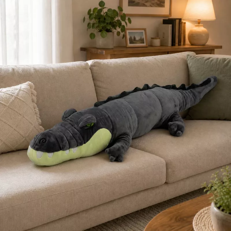 LEAN TOYS Pluszowy Krokodyl Mascot Przytulanka - Realistyczny Szary, 90 cm