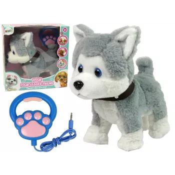 LEAN TOYS Pluszowy Pies Interaktywny Edukacyjna Smycz Piosenki Spacery