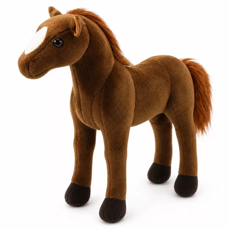 LEAN TOYS Pluszowy Koń Przytulanka Ciemny Brąz 40cm x 37cm