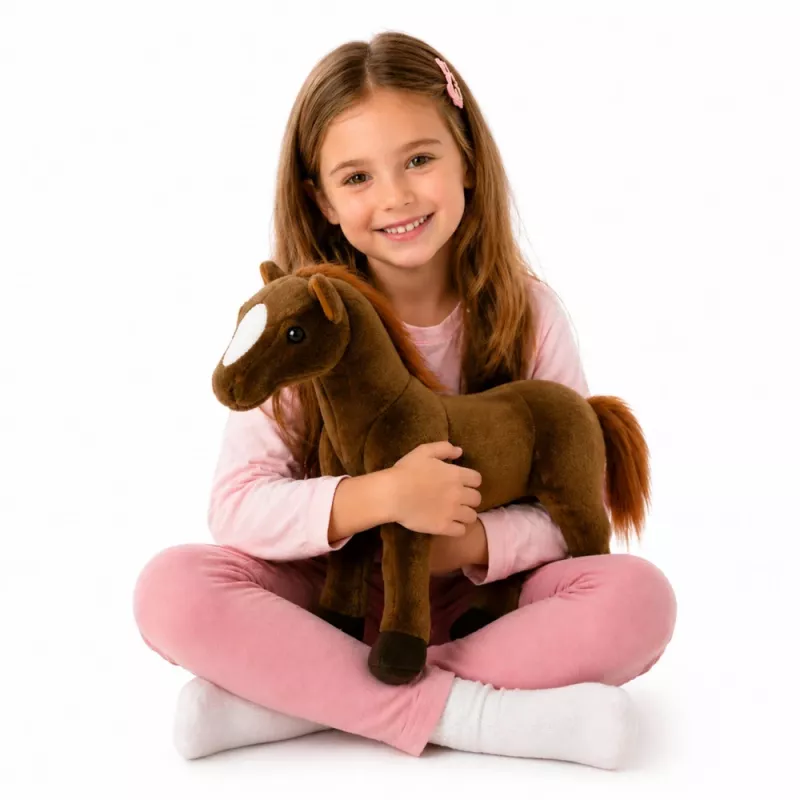 LEAN TOYS Pluszowy Koń Przytulanka Ciemny Brąz 40cm x 37cm