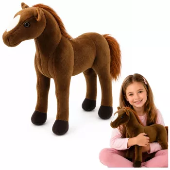 LEAN TOYS Pluszowy Koń Przytulanka Ciemny Brąz 40cm x 37cm