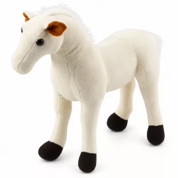 LEAN TOYS Pluszowy Koń Pluszowa Zabawka Maskotka Przytulanka Biały 40cm x 37cm