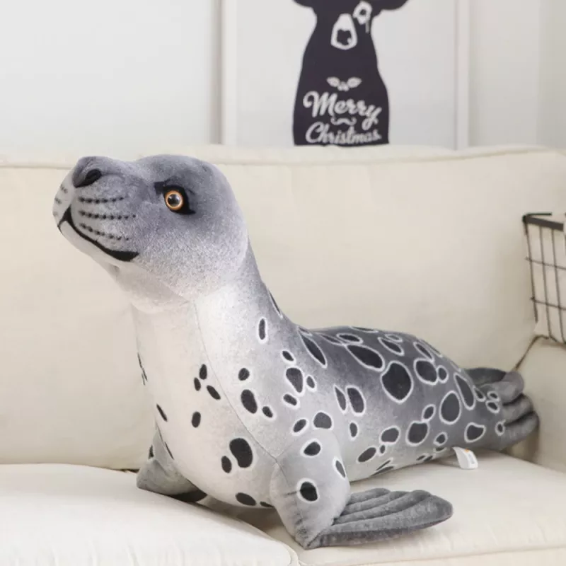 LEAN TOYS Pluszowa Maskotka Przytulanka Foka Szara 37cm
