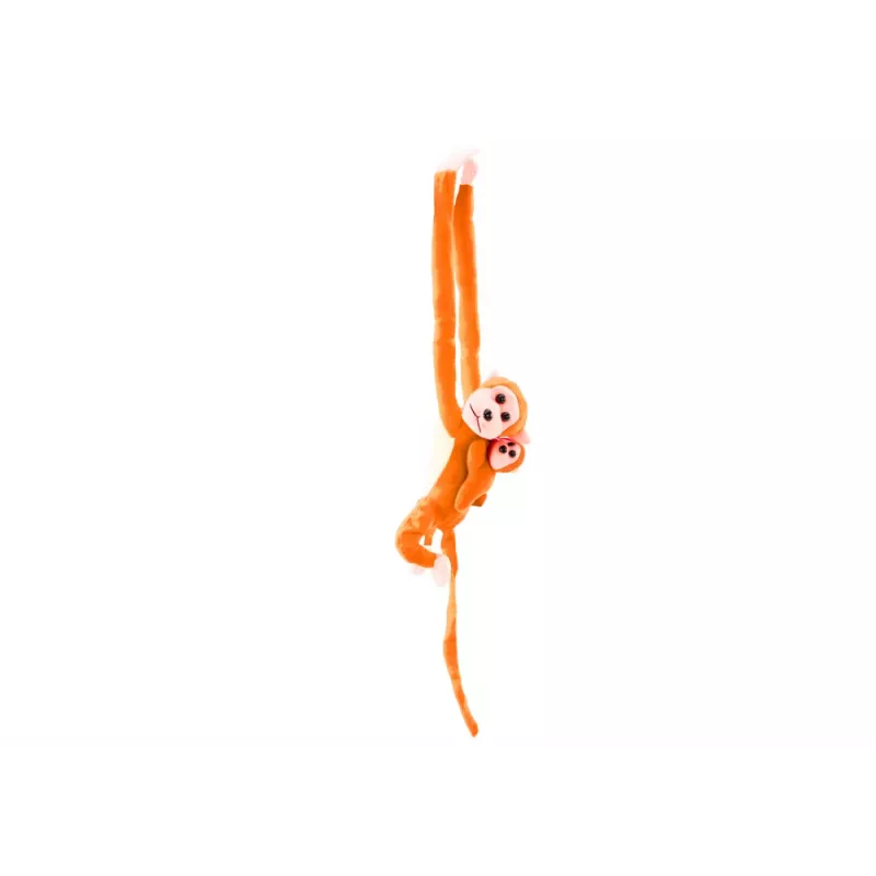 LEAN TOYS Pluszowa Małpka z Mascotką Dziecięcą, Pomarańczowa z Dźwiękiem 70 cm