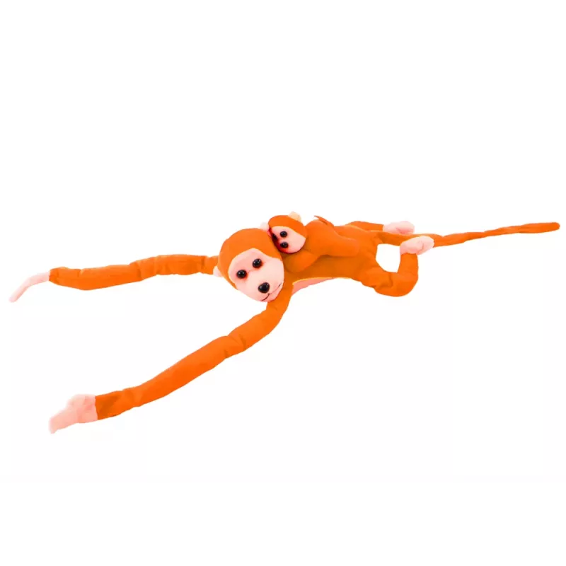LEAN TOYS Pluszowa Małpka z Mascotką Dziecięcą, Pomarańczowa z Dźwiękiem 70 cm