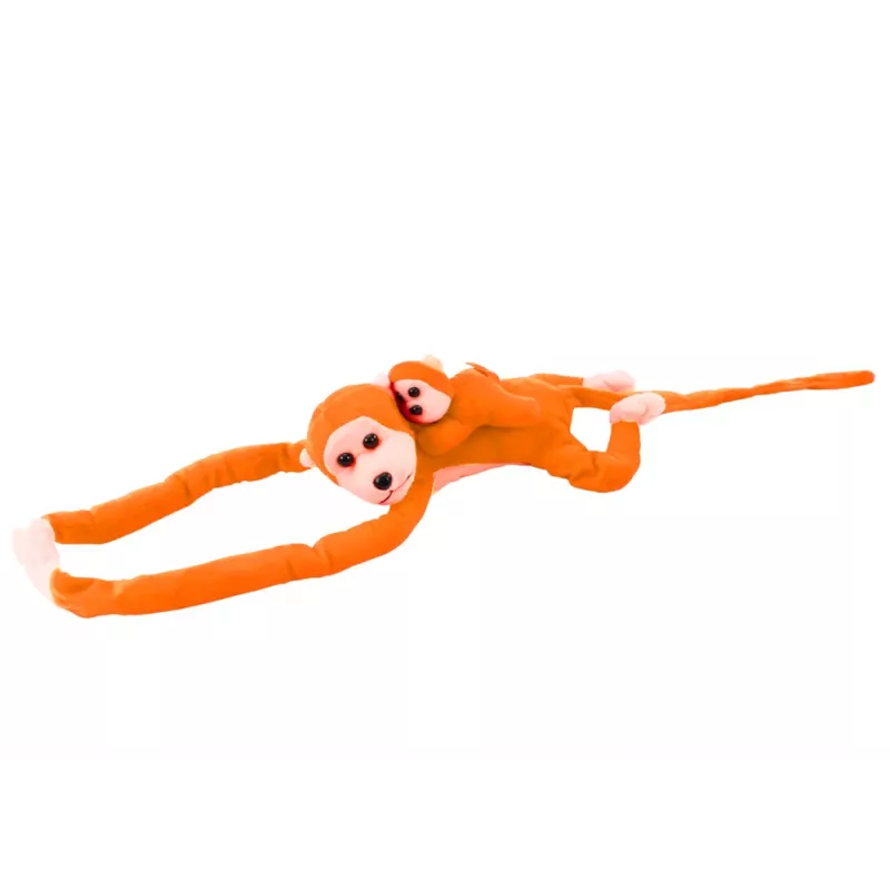 LEAN TOYS Pluszowa Małpka z Mascotką Dziecięcą, Pomarańczowa z Dźwiękiem 70 cm