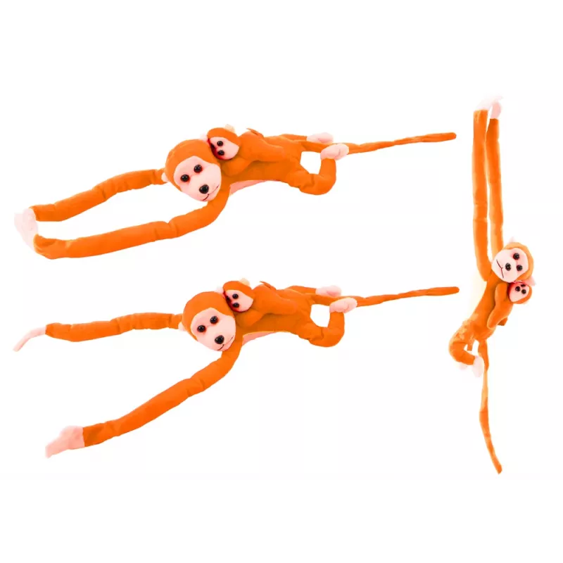 LEAN TOYS Pluszowa Małpka z Mascotką Dziecięcą, Pomarańczowa z Dźwiękiem 70 cm