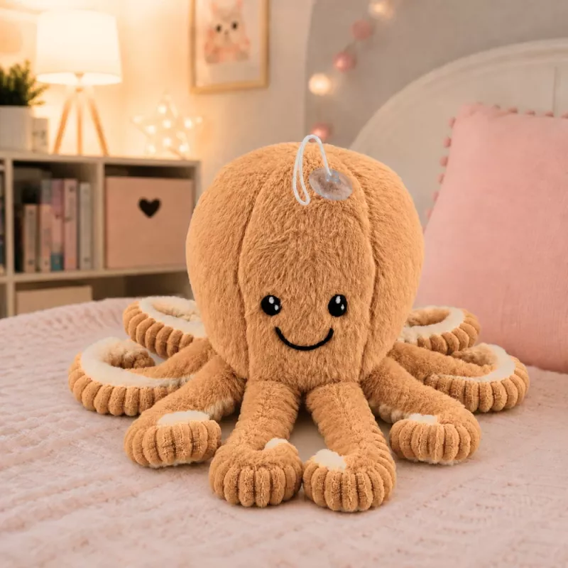 LEAN TOYS Pluszowa Ośmiornica Przytulanka z Przyssawką Beżowa 16 cm