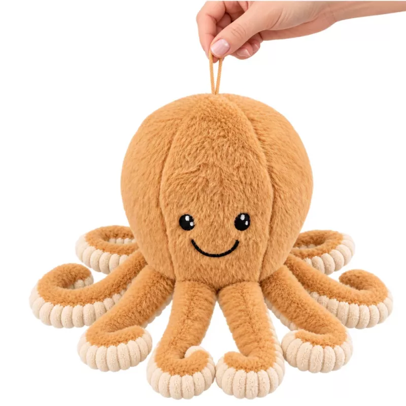 LEAN TOYS Pluszowa Ośmiornica Przytulanka z Przyssawką Beżowa 16 cm