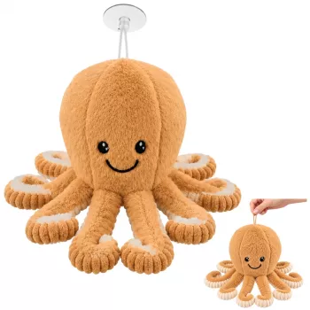 LEAN TOYS Pluszowa Ośmiornica Przytulanka z Przyssawką Beżowa 16 cm