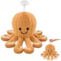 LEAN TOYS Pluszowa Ośmiornica Przytulanka z Przyssawką Beżowa 16 cm