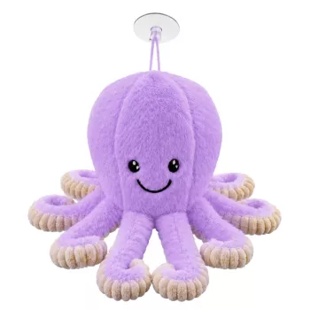 LEAN TOYS Pluszowa Ośmiornica z Przyssawką, Fioletowa, 16 cm