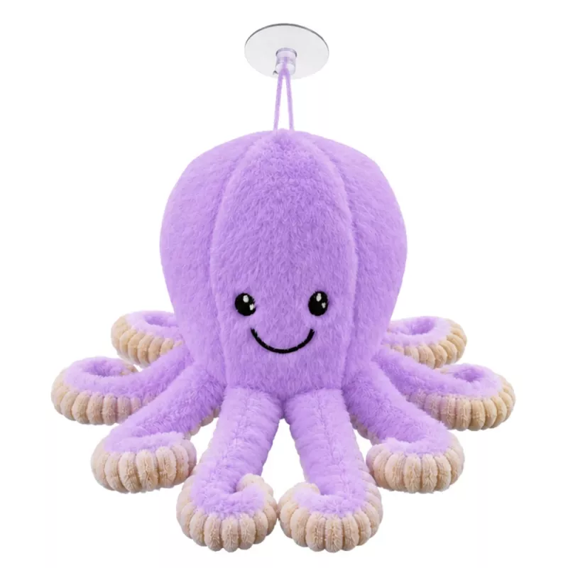 LEAN TOYS Pluszowa Ośmiornica z Przyssawką, Fioletowa, 16 cm