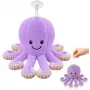 LEAN TOYS Pluszowa Ośmiornica z Przyssawką, Fioletowa, 16 cm
