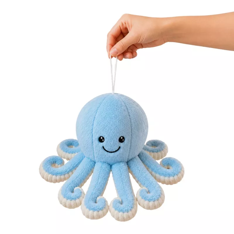 LEAN TOYS Pluszowa Ośmiornica z Przyssawką, Niebieska, 16 cm