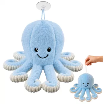 LEAN TOYS Pluszowa Ośmiornica z Przyssawką, Niebieska, 16 cm