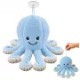 LEAN TOYS Pluszowa Ośmiornica z Przyssawką, Niebieska, 16 cm