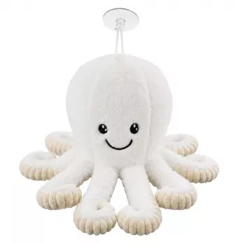 LEAN TOYS Pluszowa Ośmiornica z Przyssawką, Biała, 16 cm – Miękki Przyjaciel z Życia Morskiego