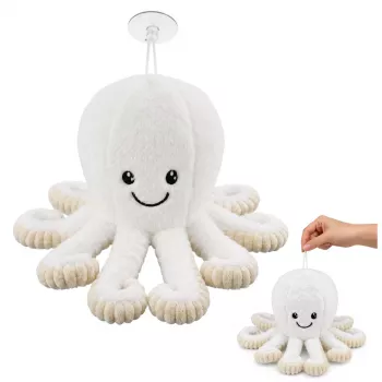 LEAN TOYS Pluszowa Ośmiornica z Przyssawką, Biała, 16 cm – Miękki Przyjaciel z Życia Morskiego