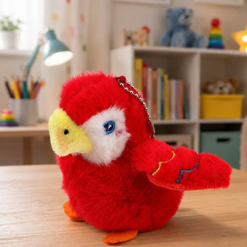 LEAN TOYS Pluszowa papuga breloczek czerwony 9 cm