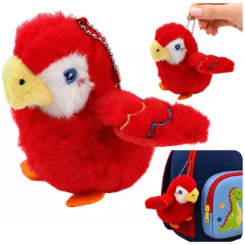 LEAN TOYS Pluszowa papuga breloczek czerwony 9 cm