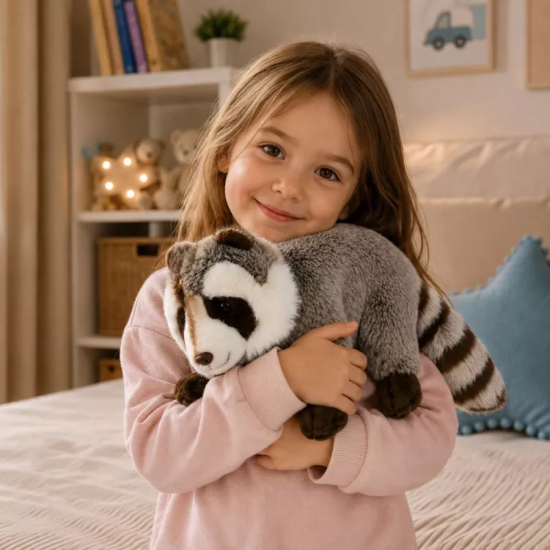LEAN TOYS Pluszowy Szop Mascot – Realistyczny Mięciutki Przytulanka, Szary 45 cm