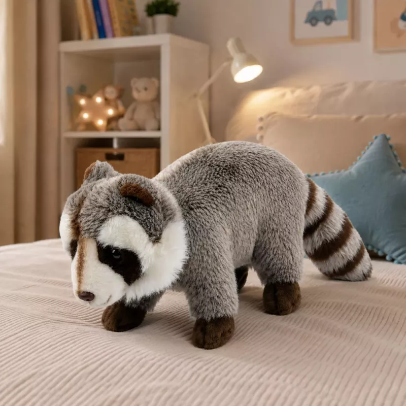 LEAN TOYS Pluszowy Szop Mascot – Realistyczny Mięciutki Przytulanka, Szary 45 cm