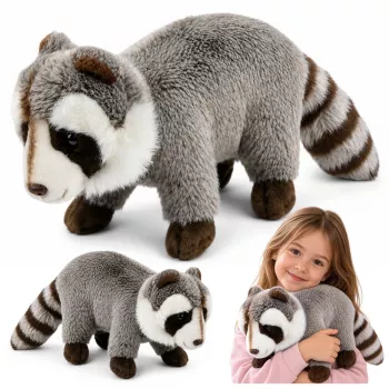 LEAN TOYS Pluszowy Szop Mascot – Realistyczny Mięciutki Przytulanka, Szary 45 cm