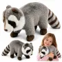 LEAN TOYS Pluszowy Szop Mascot – Realistyczny Mięciutki Przytulanka, Szary 45 cm