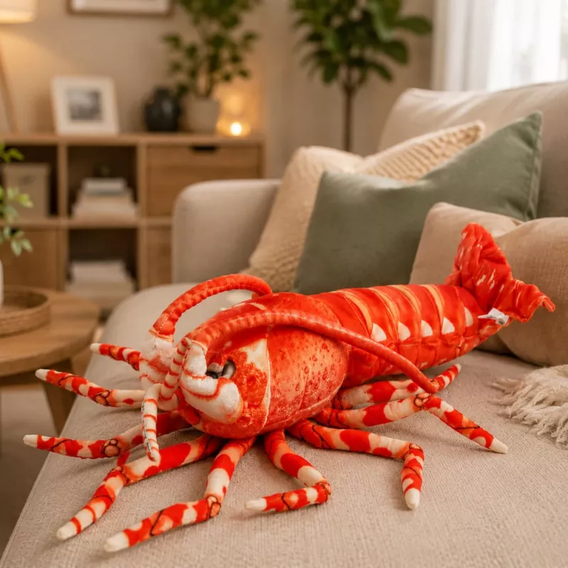 LEAN TOYS Pluszowa Zabawka Przytulanka Duża Krewetka Zwierzę Morskie 55 cm