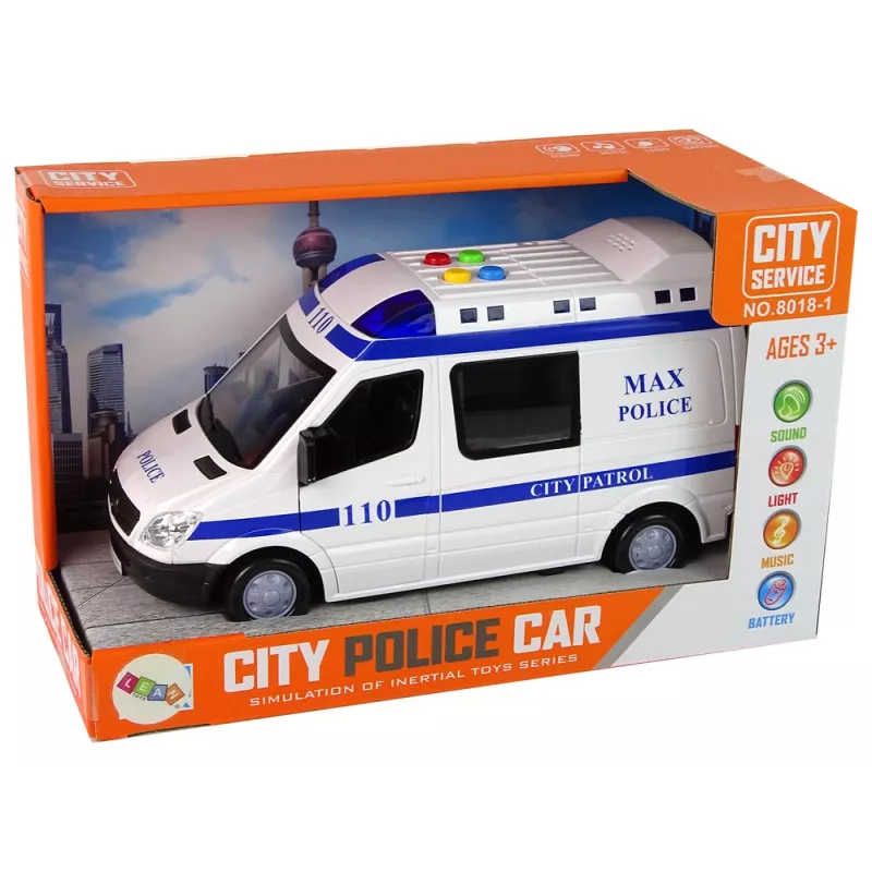 LEAN TOYS Samochód policyjny z napędem ciernym, dźwiękiem i światłem