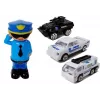 LEAN TOYS Policyjny garaż z przechowywaniem 2w1 Policjant Małe samochody Dźwięk Światło