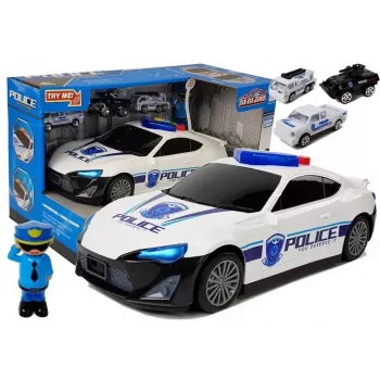 LEAN TOYS Policyjny garaż z przechowywaniem 2w1 Policjant Małe samochody Dźwięk Światło