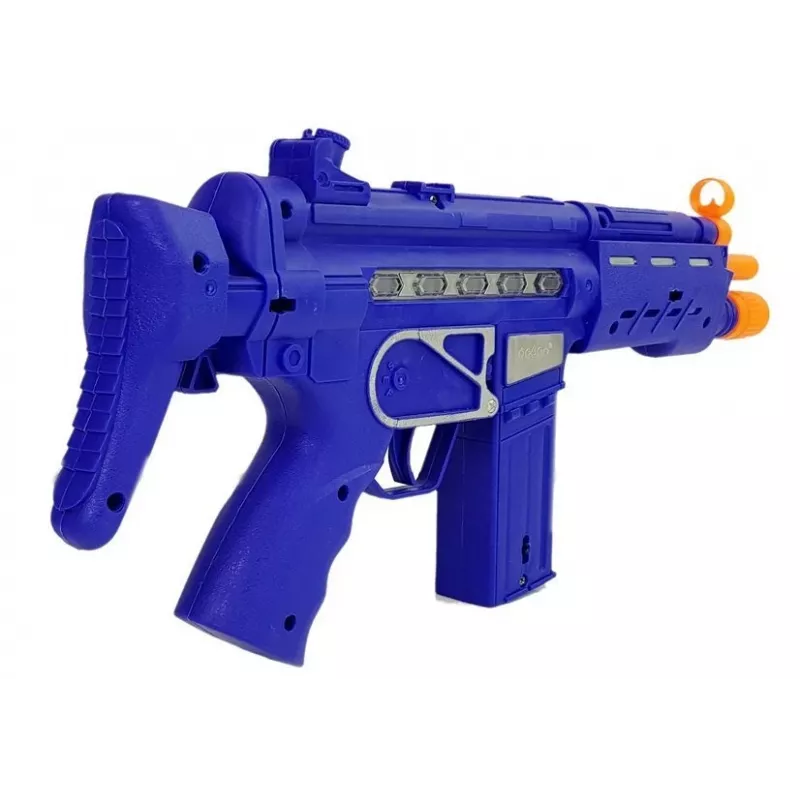 LEAN TOYS Zestaw policyjny z pistoletem i odznaką, granatowy, efekty dźwiękowe i świetlne, 37 cm