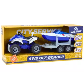 LEAN TOYS Policyjny quad z przyczepą i motorówką